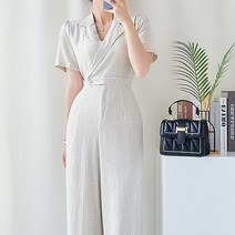 봄 여름 린넨 카라 벨트 와이드 여성 점프수트 여자 점프슈트 시널