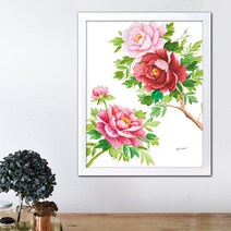 나봄갤러리 모란4 (40X31) 모란꽃그림 액자, 2.심플 화이트 액자