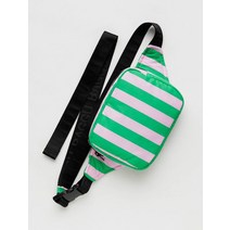 Baggu Puffy Fanny Pack - 핑크 그린 어닝 스트라이프