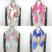 혜울77 여성 봄 주름 플라워 큰 꽃무늬 플리츠 롱 스카프