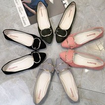 225-255mm 스웨이드 버클리본 플랫슈즈 빅사이즈 단화