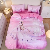 엘사 안나 겨울왕국 아동 키즈침구 캐릭터이불 싱글침대이불커버세트 여아 침구세트, J. 엘사1_퀸이불 베개2