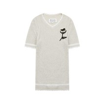 마르지엘라 여성 플라워 자수 숏 슬리브 니트(S51HA1175 S18006 001F) 아이보리