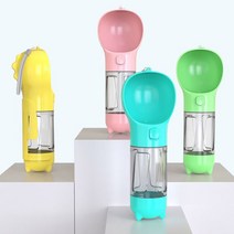 [행운이네] 반려견 산책 휴대용 물통 강아지 물병 간식통 배변봉투 디스펜서, 핑크, 300ml+간식통