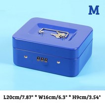 미니 금고 금속 안전 상자 주최자 휴대용 등록기 돈 서랍 키 암호 귀여운 돼지 저금통 보석 귀중품, 21 m blue