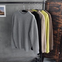 헬보이 5컬러 두꺼운 램스울 하찌 라운드 니트