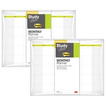 3M 포스트잍 스터디메이트 먼슬리 플래너, 화이트, 2개