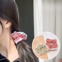 일호장신구 프릴 달린 체크 곱창 밴드 유니크한 헤어 소품 빈티지 스타일 포인트 우정템 일상템 코디 귀여운 센스있는 패션 러블리 사랑스러운 무드 유행하는 인기믾은 아이템 10대