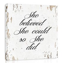 She Believed She Could So She Did - Framed - Quote Motivational Wall Art Canvas Print Home Decor Ga, 1