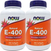 2병 Now Foods 나우 푸드 네츄럴 비타민 E 400 IU 250 소프트젤