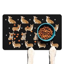재미있는 골든 리트리버 그릇 매트 미끄럼 강아지 플레이스 매트 음식 물용 급식 바닥, 16x24in, Corgi, Corgi