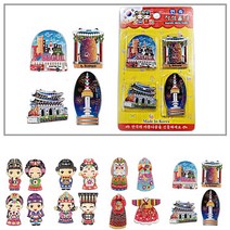 (주)파앤카코리아 메모자석 메모/문구자석, 1개, 라4.큐빅주물민속자석홀더(4조)-관광지