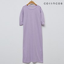 [코인코즈] 벌룬 소매 옆 트임 데일리 반팔 롱 원피스 (IY3SO3220)