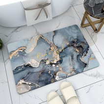 COSYEVNO 미끄럼방지매트 미끄럼 방지 물을 흡수하다, 대리석-블루-아름다운, 80*120CM (규조류 진흙)