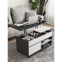 다기능 리프팅 테이블 접이식 소파 테이블 럭셔리 협탁, 23모델 0.8M 블랙글라스 오크그레이오크