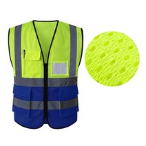 Viz 조끼 가시성 반사 안전 12 색 밝은 색상 교통 건설 작업 ANSI 클래스 2 표준, 10 Yellow blue_06 5XL