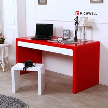 [리치웰] 하이그로시 컬러풀 멀티 서랍셋 책상 1500 (의자별도), 색상:몸통색_레드 / 사이즈:서랍색_레드