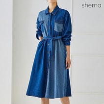 세마 데님배색벨트핏원피스_H2S1OP3261