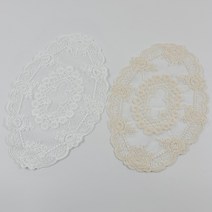[신박한 잡화] 레이스 타원 27cm x 18cm 테이블매트 화이트 아이보리, 타원 27cm x 18cm 화이트