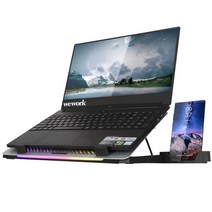 17인치 노트북쿨러받침대 5쿨링팬 4단계각도조절 LED USB 2포트 스마트폰 거치대 블랙색상, NC500