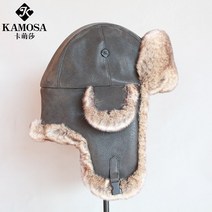 트루퍼햇 겨울 방한 스키 썰매 캠핑 귀도리 군밤모자, 블랙 레더/브라운 플러시 XL(60cm이상)