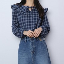 파라노말샵 세라 체크 밴딩 블라우스(파라노말샵)