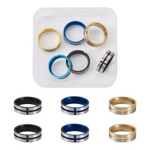 기부반지 6개/상자 크기 스테인레스 스틸 그루브 핑거 링 설정 코어 인레이 쥬얼리 액세서리 만들기