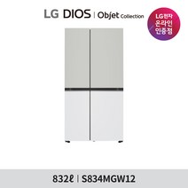 [LG][공식인증점] DIOS 오브제 컬렉션 양문형 냉장고 S834MGW12 (832L), 폐가전수거있음