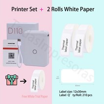 포켓포토 Niimbot-D110 미니 포켓 감열식 라벨 메이커 기계 올인원 DIY 날짜 스티커 다양한 용지, 05 Add 2 Rolls 12x30