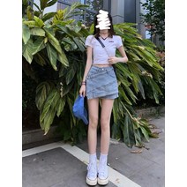슬림핏 플레어 끈나시 브이넥 단추 청 미니 원피스 루즈핏 카라넥 뷔스티에 A라인 반팔