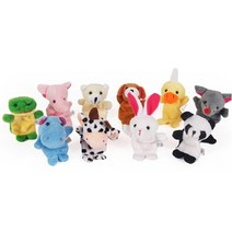 10pcs 봉제 만화 동물 역할 놀이 이야기 소품 교육 손가락인형, 10개, 7.5x6cm