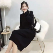 위위브렌 여성 롱 니트 고급 빅사이즈 겨울 원피스