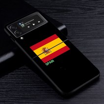 전화 케이스 삼성 호환 갤럭시 Z 플립 3 4 5G 블랙 코크 하드 PC 럭셔리 커버 z플립 펀다 스페인 국장 플래그