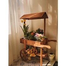 꽃수레 마차 꽃마차 가판대 행사매대 판매대 꽃 가게 칠판 간판 선반 미니 카트, 지붕형2 칠판 브라운 80 50 120