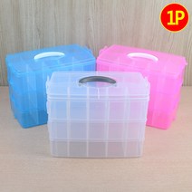 [힘찬쇼핑]휴대용 3단 다용도 멀티박스 대형 멀티박스 수납함 보관함 소품정리함 다용도정리함 화장품정리대, 블루