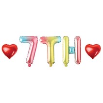 7TH 숫자 알파벳 하트 풍선 세트, 03.레인보우 7TH