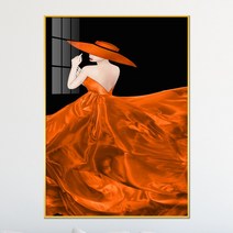 아트블루 모던 감성 여인 인물화 그림 액자, 5번 주황모자 E_(뒷모습)