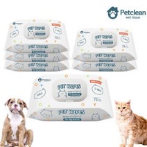 펫크린 엠보싱 애견물티슈 72매 6개 / 평량65g 반려동물 강아지물티슈 고양이물티슈 고양이턱드름 강아지귀청소