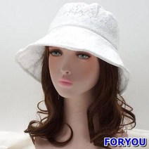 Foryou3346 레이스 자수 벙거지 모자 챙 봄 여성 선캡