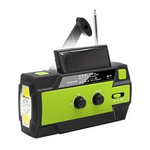 핸드 크랭크 무동력 발전기 소형 비상 라디오 라이트, 파란색 4000mAh 리튬 배터리 충전식