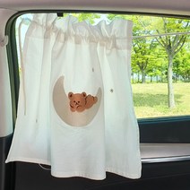 레드빈 커튼형 차량용 햇빛가리개 2개 세트, 초승달