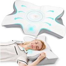 메모리폼베개 시원한베개 정형 목 통증용 메모리폼 수면장애완화 윤곽 인체공학, WHITE+60x40x12 cm