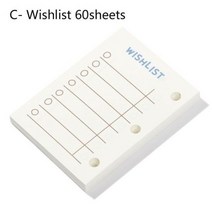 3 홀 루스 리프 수첩 및 다이어리 링 바인더 내부 페이지 미니 파일 폴더 커버 북 276817, C-wishlist 60sheets