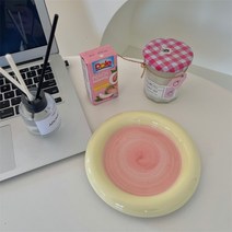 피자 꼬다리 엣지 통통 접시 귀여운 세라믹 디저트 접시 인스타감성 한보름 전현무 박나래, 엣지 라운드 옐로우 핑크