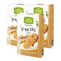 Le Moulin du Pivert 르 물랑 드 피베르 멀티그레인 잡곡 씨드 비스킷 쿠키 비건 팜유프리 190g 3팩, 3개