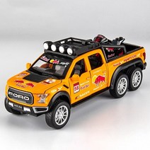 포드 128 다이 캐스트 랩터 f150 오프로드 차량 6x6 픽업 서스펜션 빅 휠 합금 자동차 모델 트럭, 노란색 2