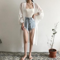 루즈핏 로브 롱가디건(M) 여자가디건여성가디건 로브가디건 오픈가디건 쉬폰가디건 l