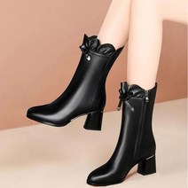 Momolatti 여성용 중굽 5cm 레이스업 옆 지퍼 워커부츠