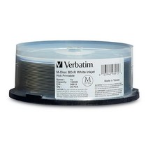 Verbatim M디스크 BDR 25GB 4X 시트 포함 5 팩 쥬얼 CD 케이스 98900 4602615958, 25pk Spindle_100GB - 4X White
