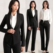 더웨이나인 심플형 여자 정장 편한 여성 세트 자켓 바지 투피스 빅사이즈 수트 셋업 유니폼 경찰 공무원 면접 XS-5XL(44-120) 181210